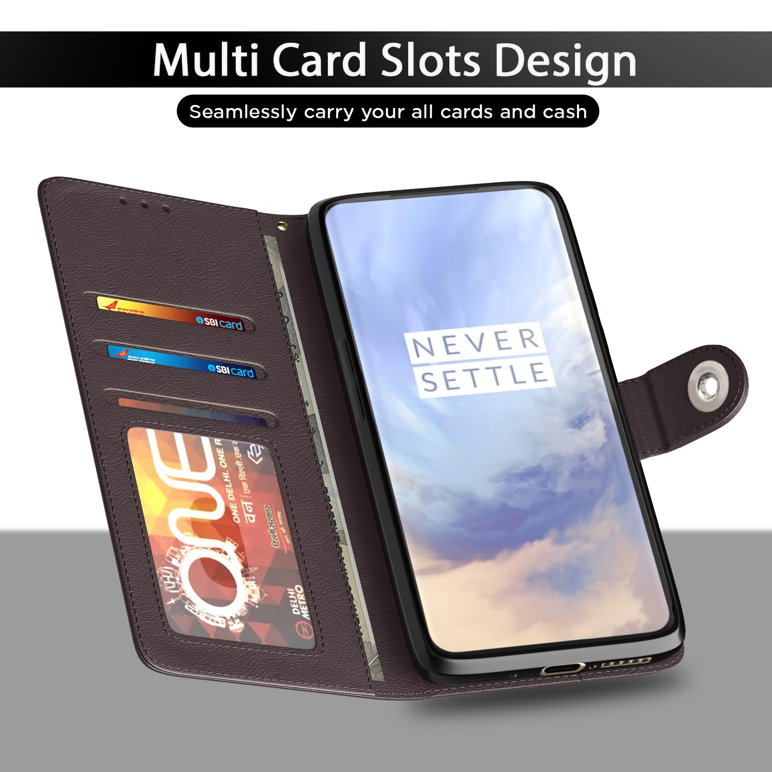 Pikkme coffee wallet flip cover for OnePlus 7 Pro – photo 5