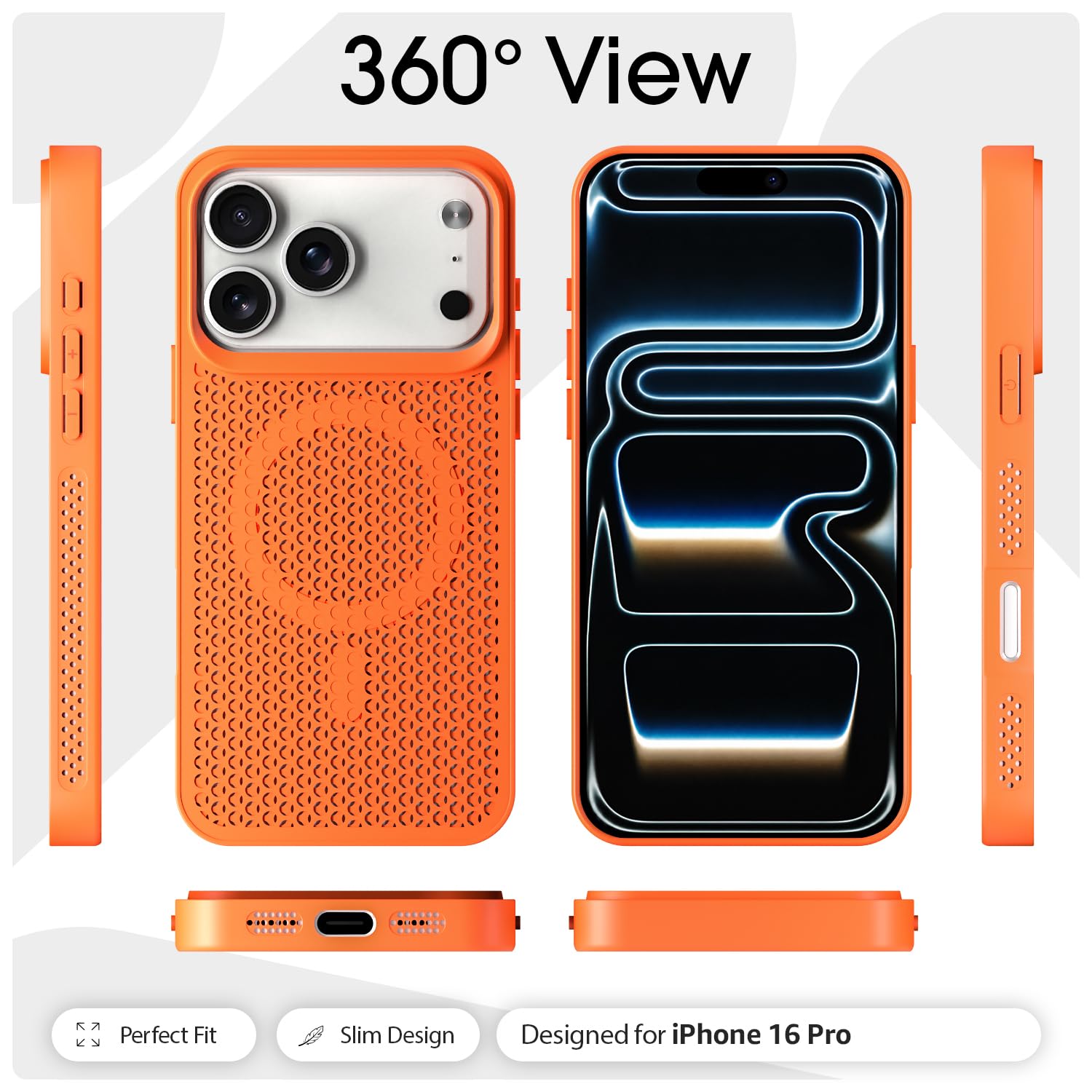 Orange MagSafe back cover for iPhone 17 Pro Max – Pikkme – photo 3