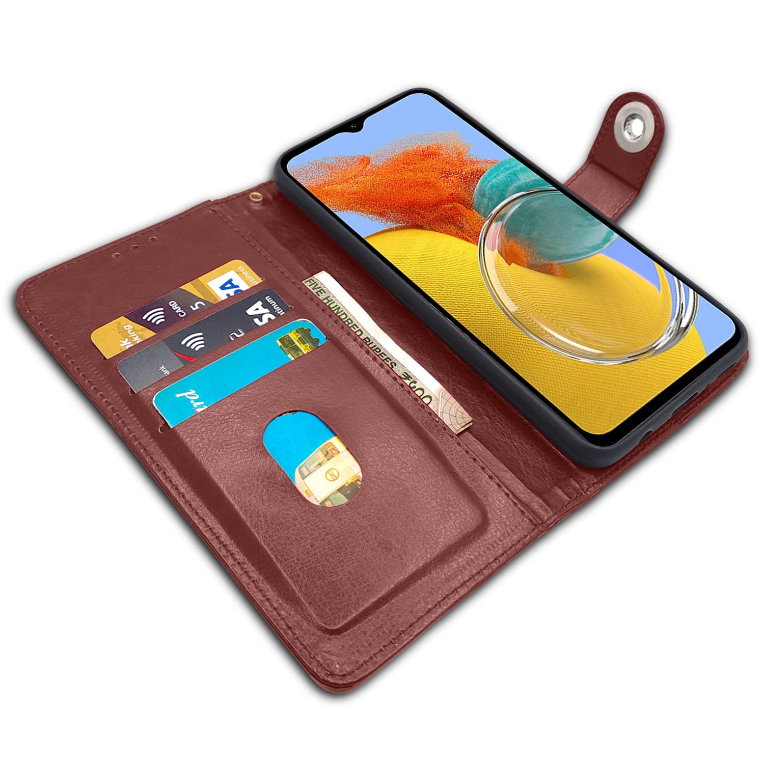 Pikkme brown mobile flip cover for Samsung M14 5G – photo 3