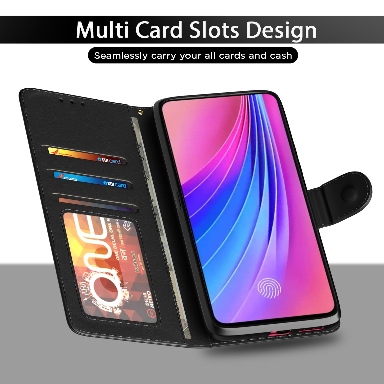 Black Wallet flip cover for Vivo V15 Pro – Pikkme – photo 5