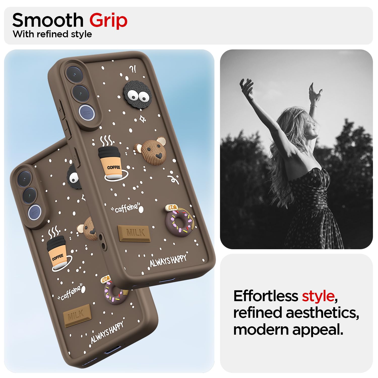 Pikkme brown Silicone mobile back cover for Vivo V70 FE 5G/3D – photo 2