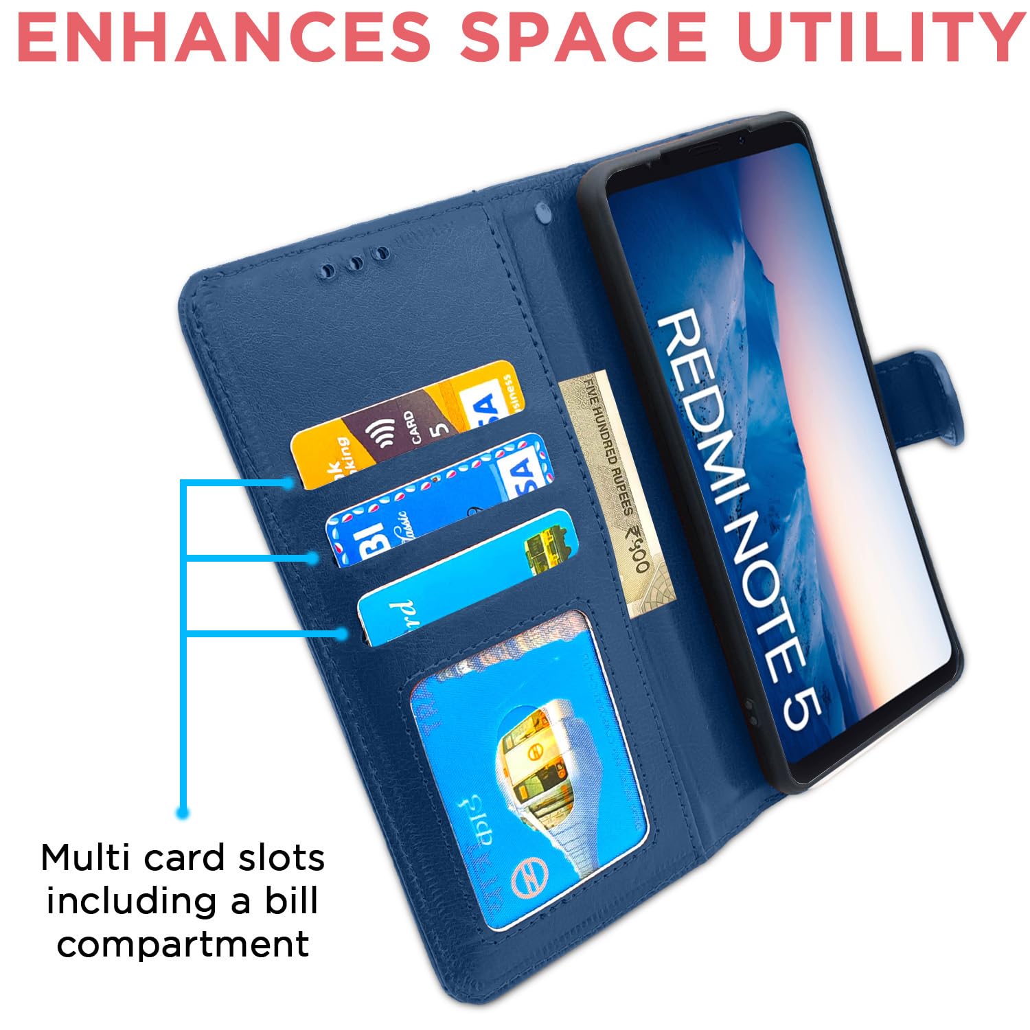 Pikkme Redmi Note 5 Vintage Flip Cover (Blue)