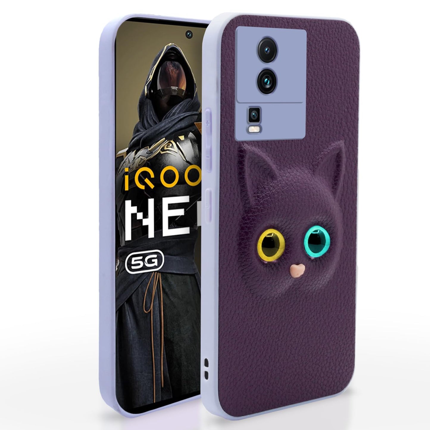 Pikkme iQOO Neo 7 Pro 5G Kitty Back Cover (Purple)