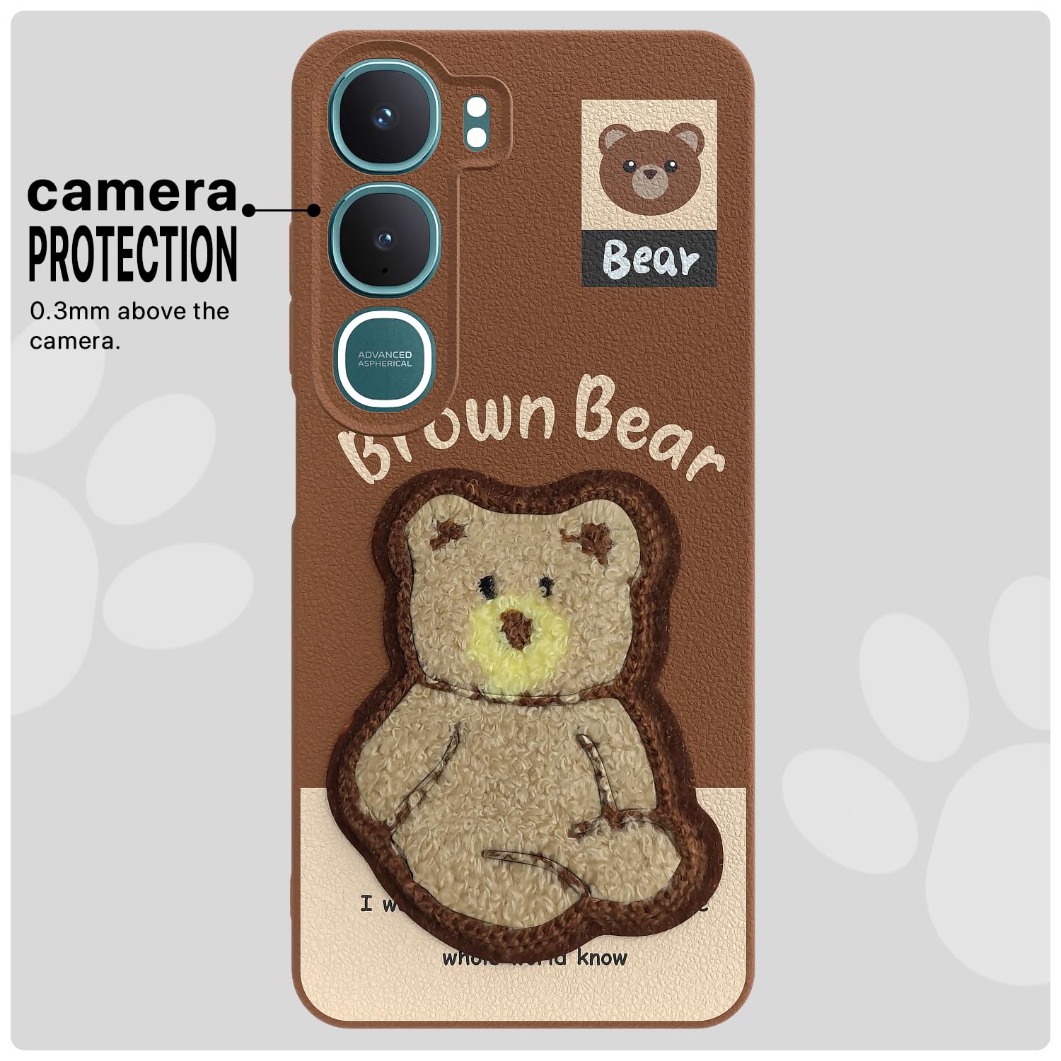 Brown Plush Patch mobile back cover for Vivo Y31 5G – Pikkme – photo 6