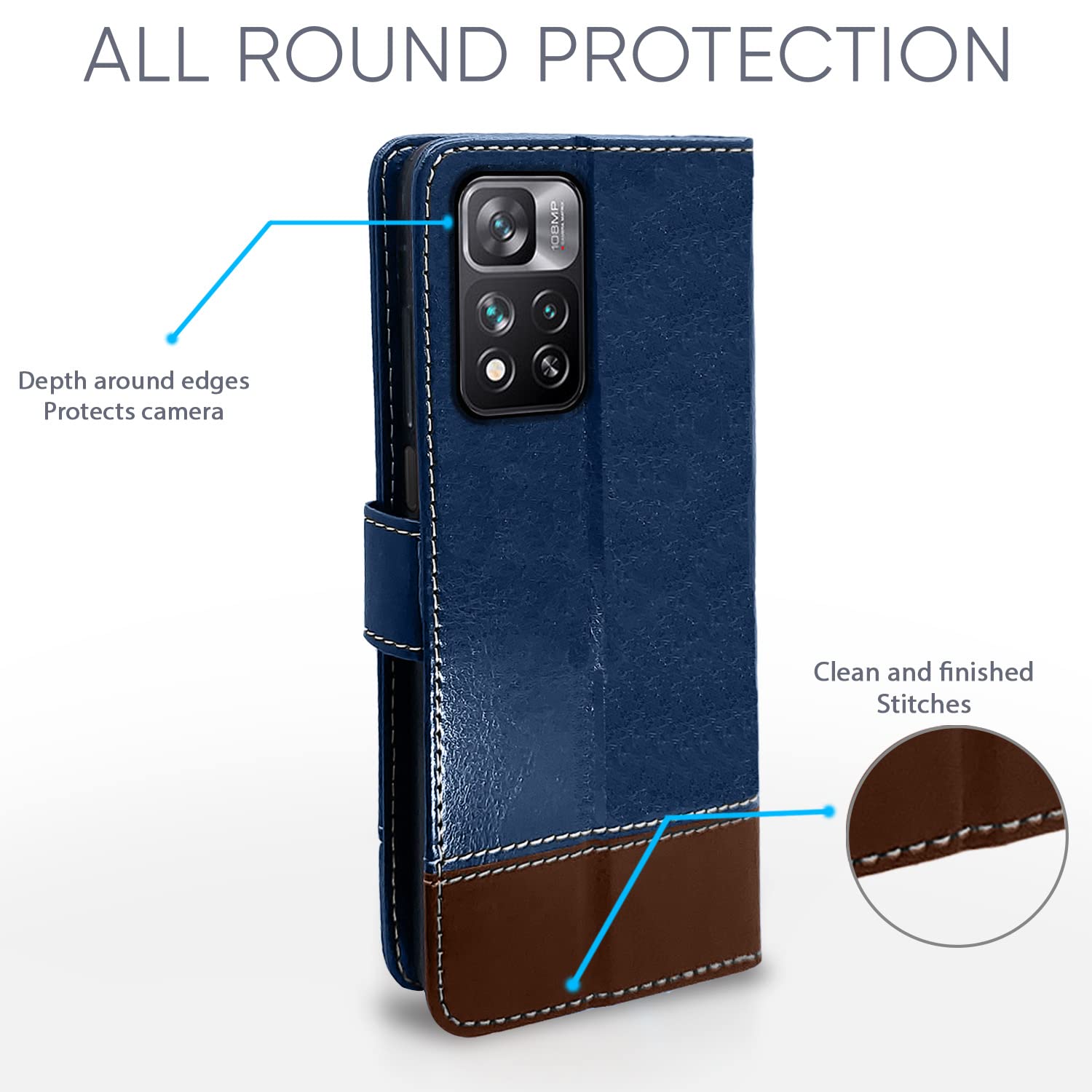 Pikkme Mi 11i 5G/11i Magnetic blue & brown wallet flip cover – photo 4