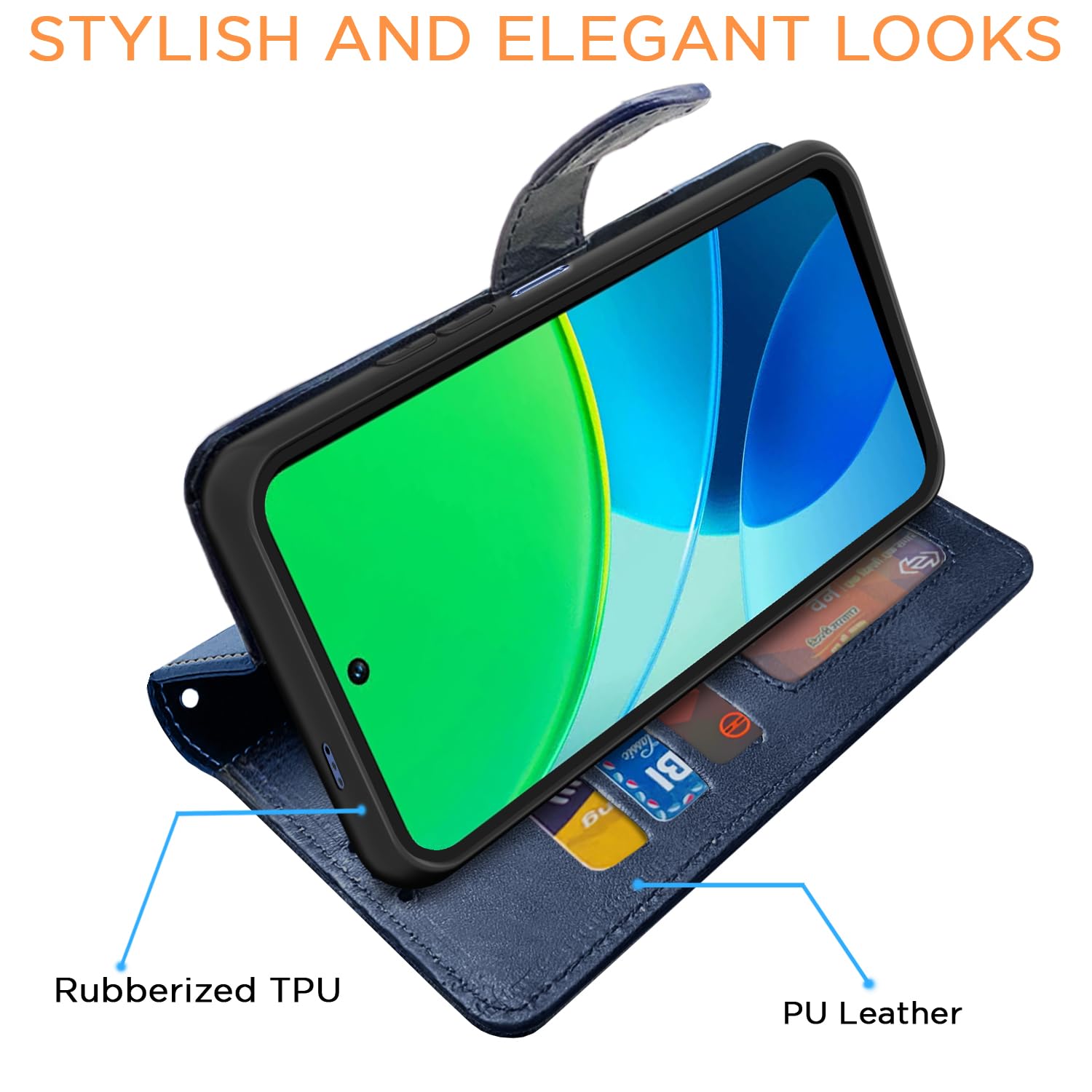 Pikkme navy & light blue Magnetic flip case for Vivo Y19s – photo 3