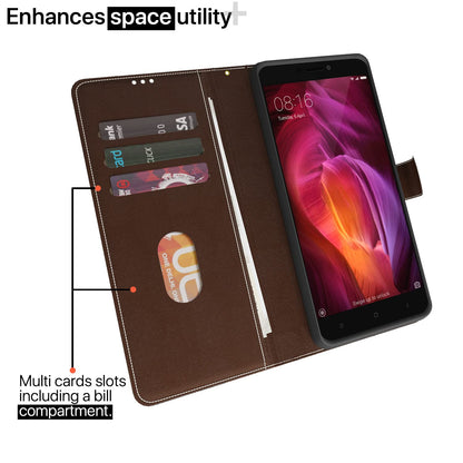 Redmi Note 4 Magnetic wallet flip cover in brown & coffee by Pikkme – photo 2