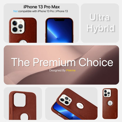 Pikkme iPhone 13 Pro Max Luxe Series | Velvet Cloth Inside PU Leather Back Case (Brown)