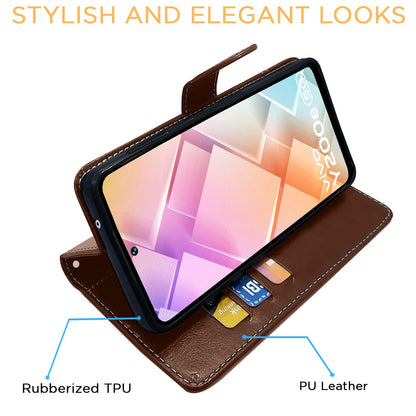 Pikkme Vivo Y200e 5G Contrast Flip Cover (Brown)