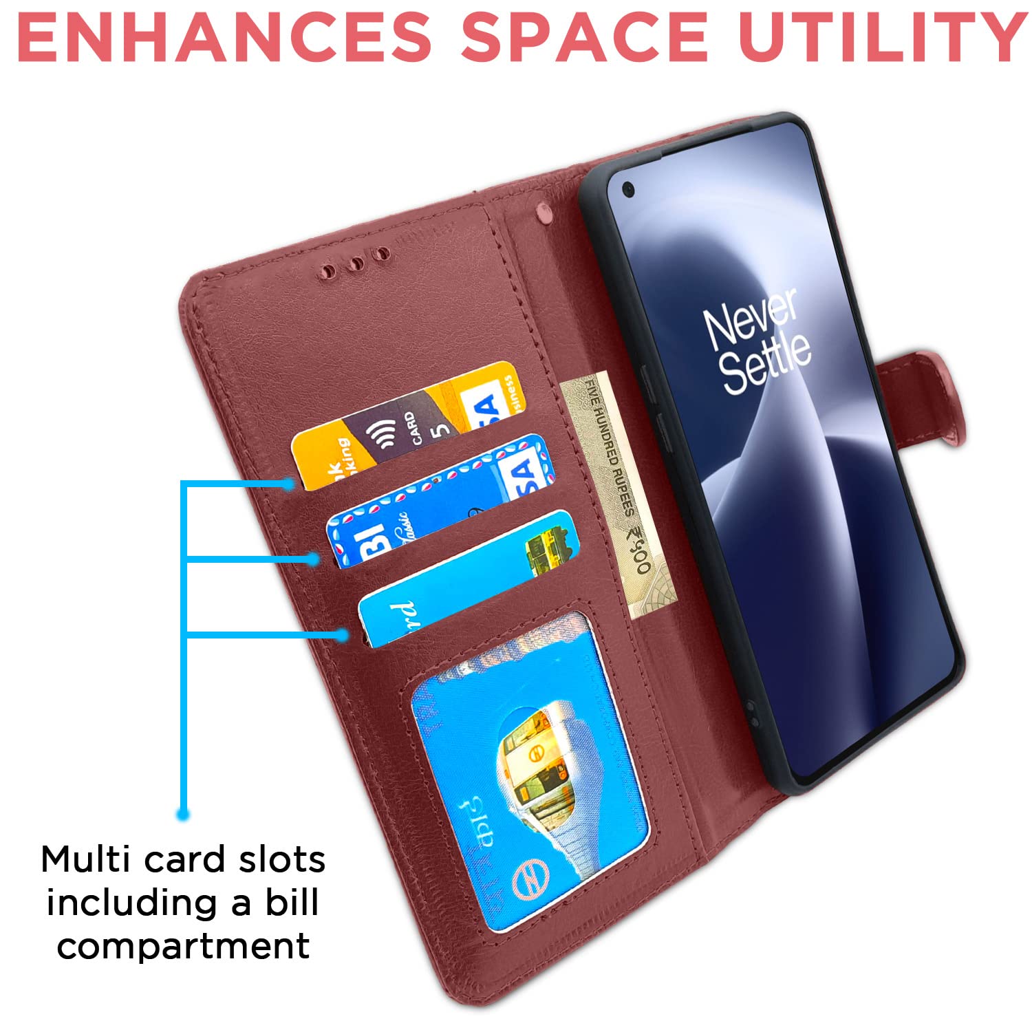 Pikkme OnePlus Nord 2T Vintage Flip Cover (Brown)