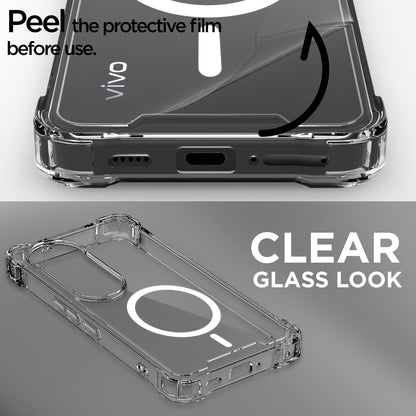 Pikkme Vivo T4 Ultra 5G Mag-Safe Shockproof PC + TPU Back Cover (Transparent)