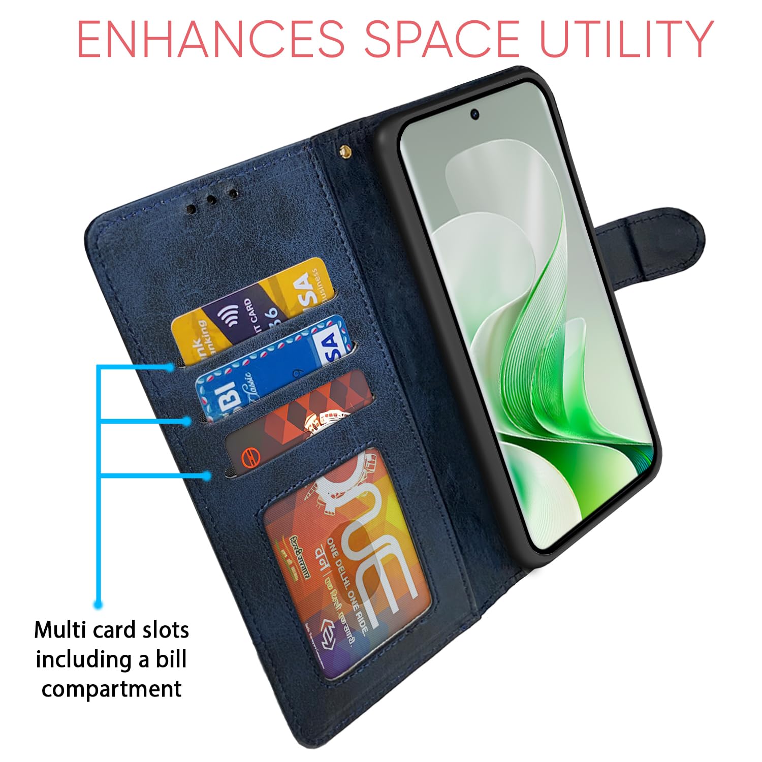 Pikkme navy & light blue mobile flip cover for Vivo V40e/iQOO Z9s 5G – photo 5