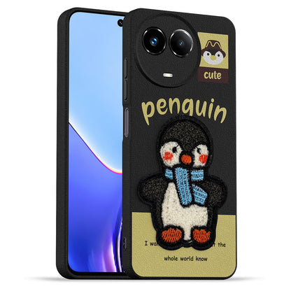 Realme 11/11X 5G/Narzo 60X 5G Plush Patch mobile back cover in black by Pikkme