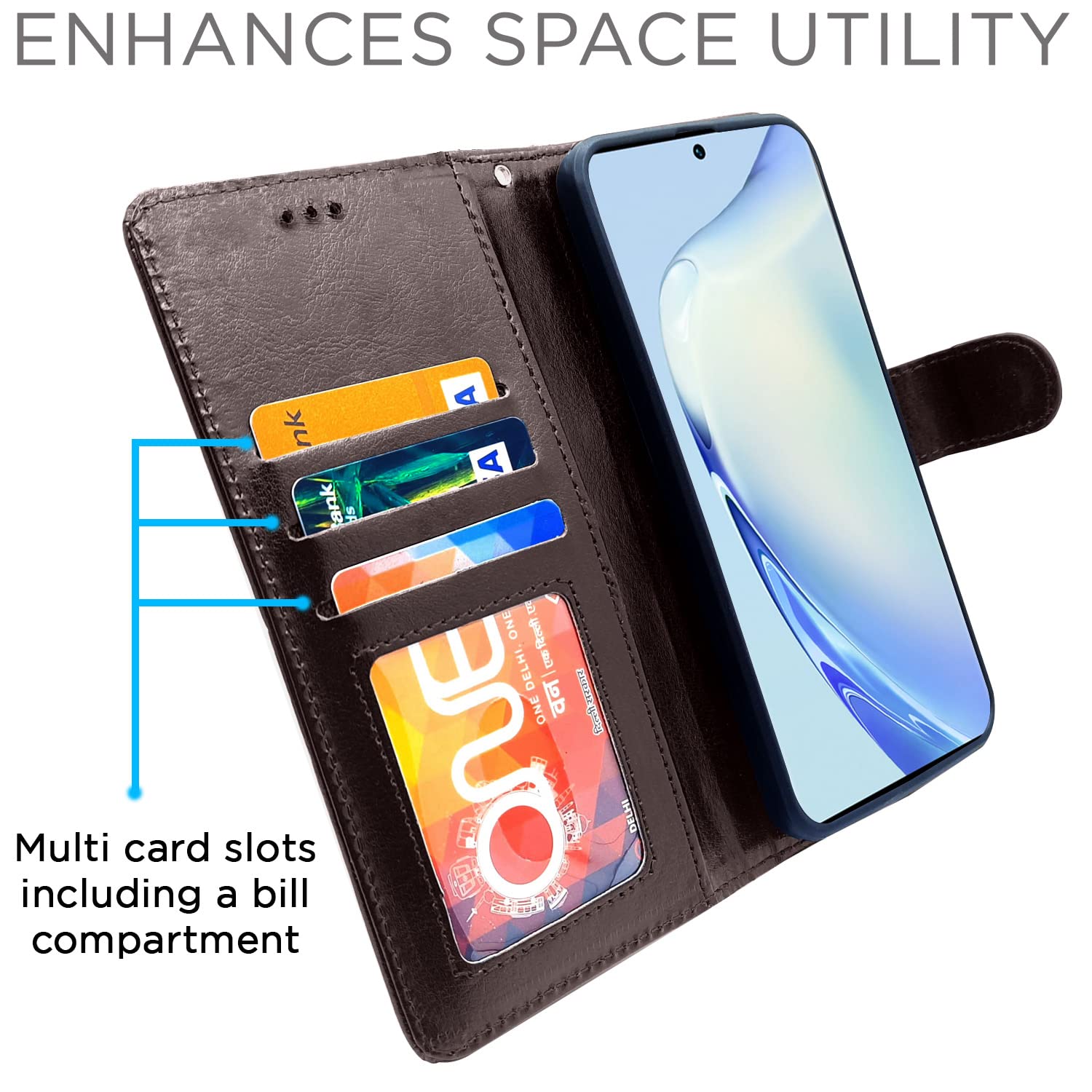 Pikkme Vivo V27 / V27 Pro 5G Vintage Flip Cover | Coffee