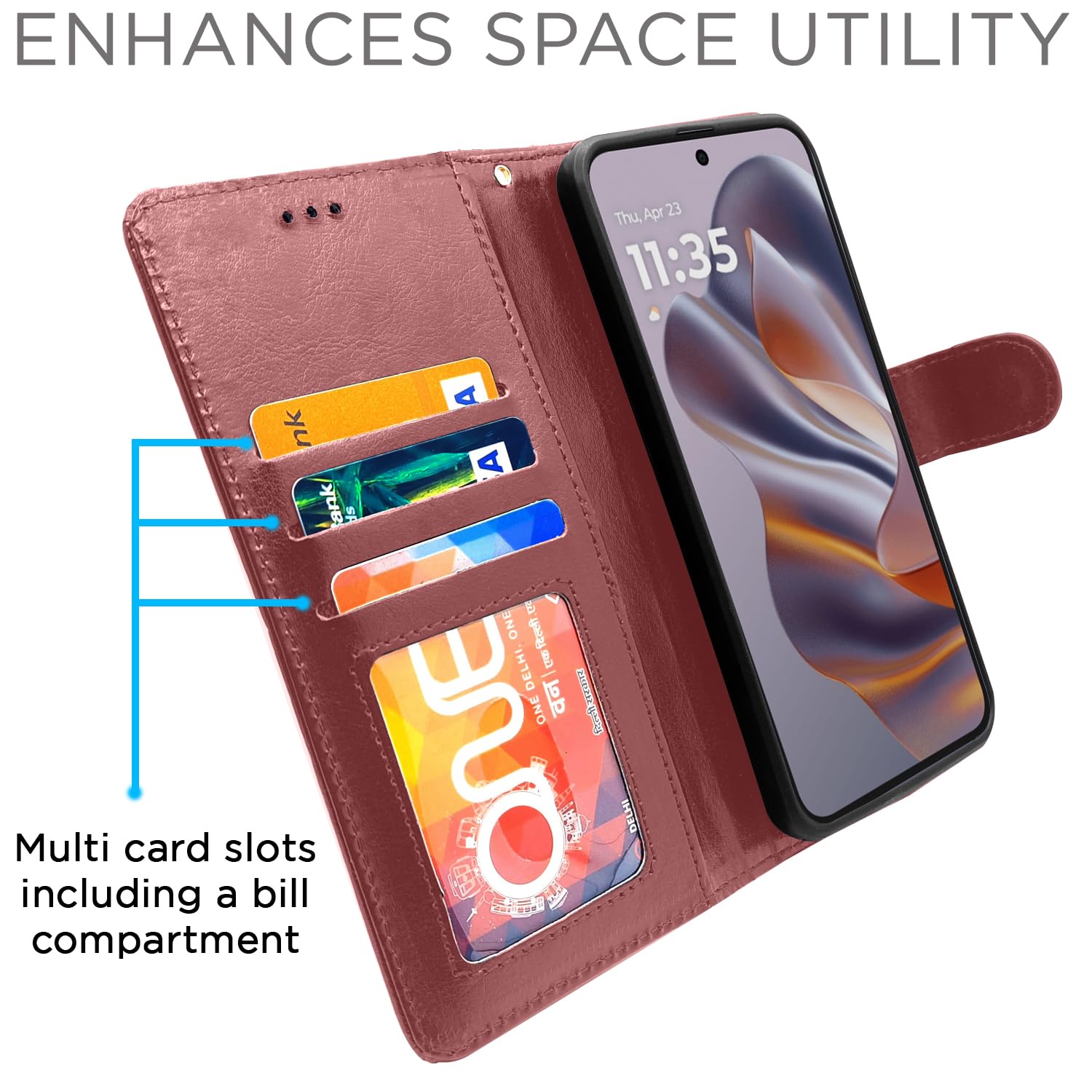 Brown Wallet flip case for Moto Edge 50 Neo 5G – Pikkme – photo 3