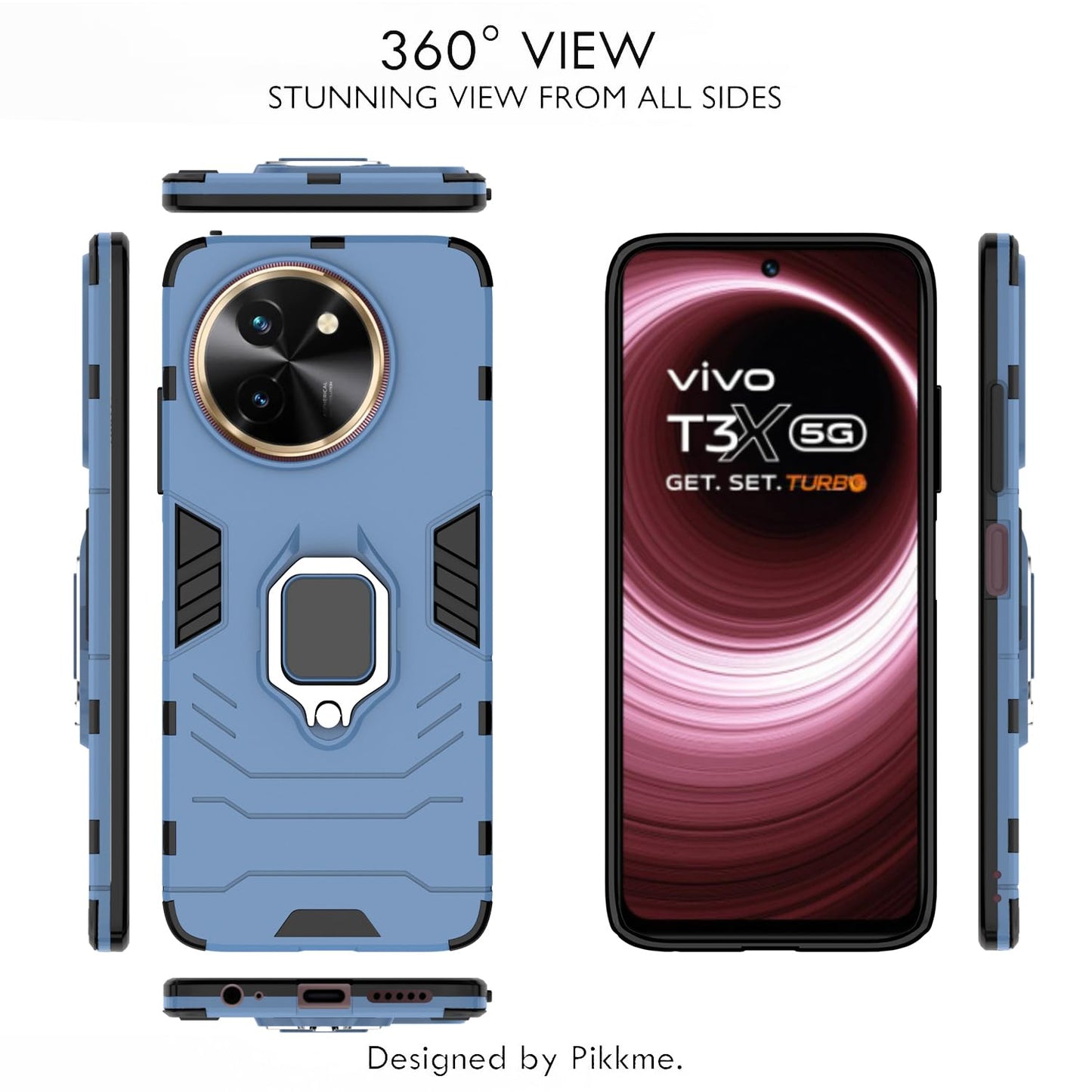 Pikkme Vivo Y200i 5G D5 Tough Armor Back Cover (Blue)