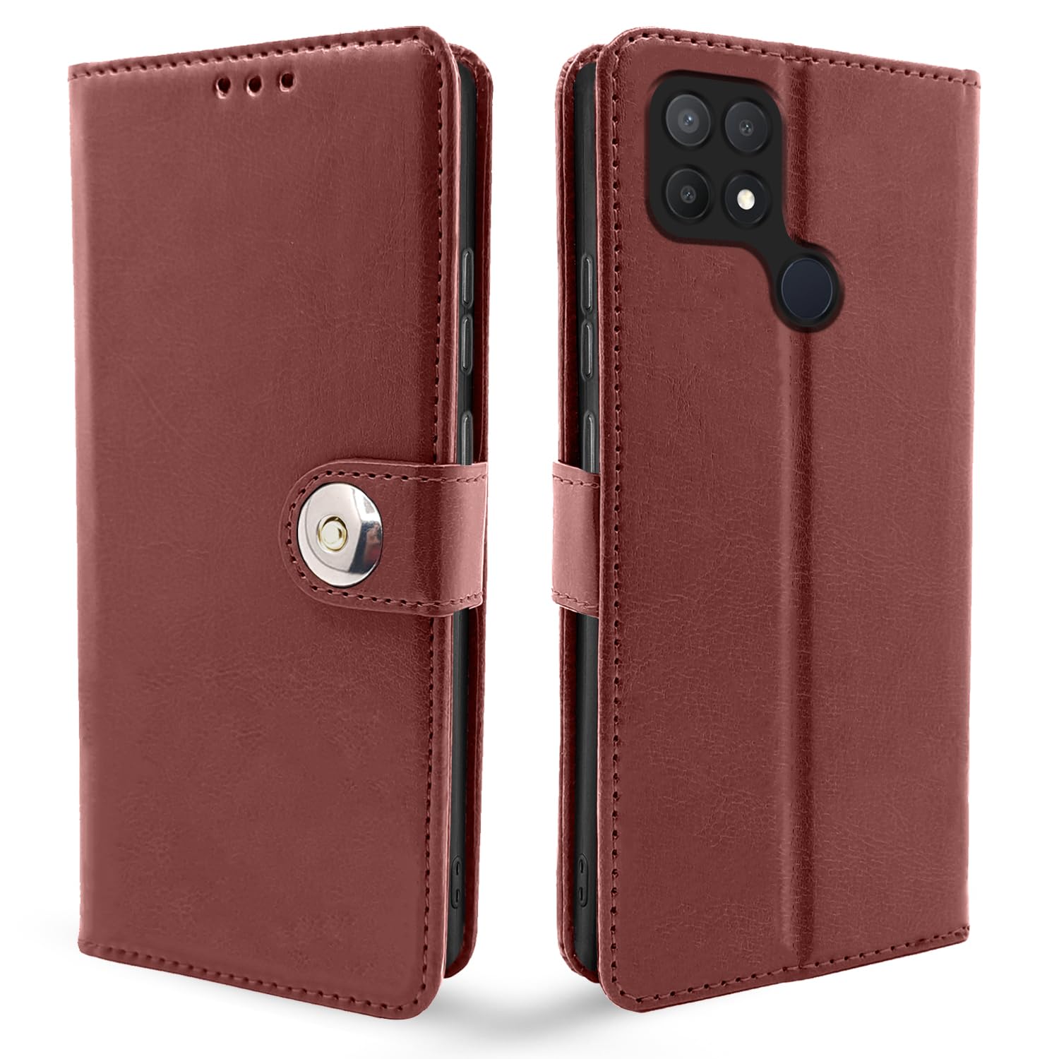 Pikkme brown mobile flip cover for Oppo A15/A15s