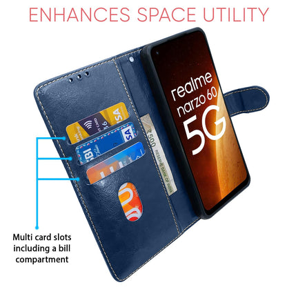 Realme Narzo 60 5G flip cover in blue & brown by Pikkme – photo 3