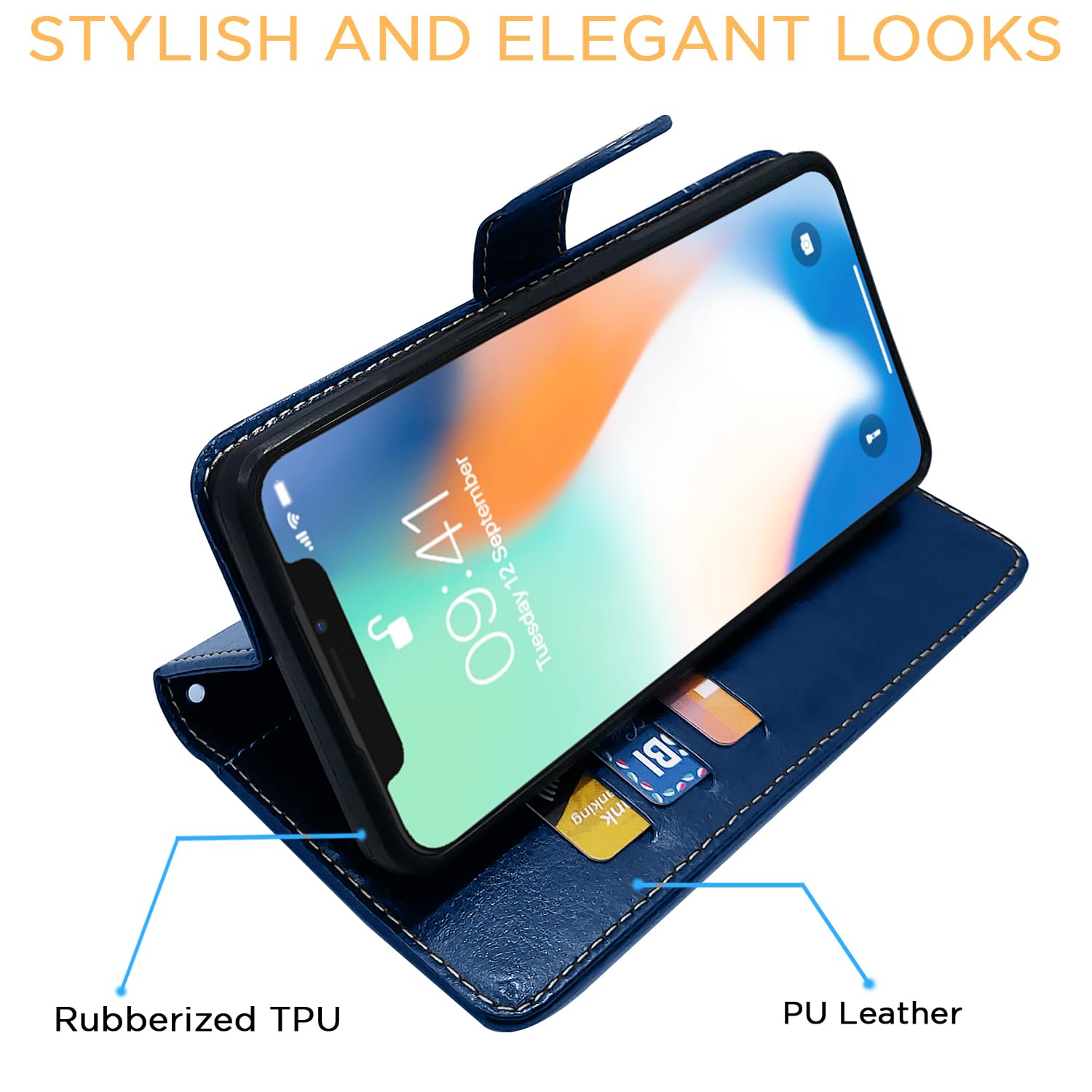 Pikkme iPhone X Contrast Flip Cover (Blue)