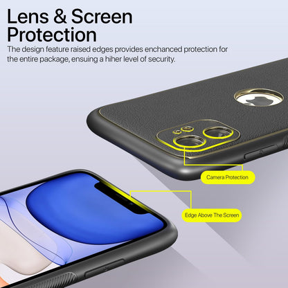 Pikkme iPhone 11 Gold Electroplated Leather Chrome Back Cover (Black)