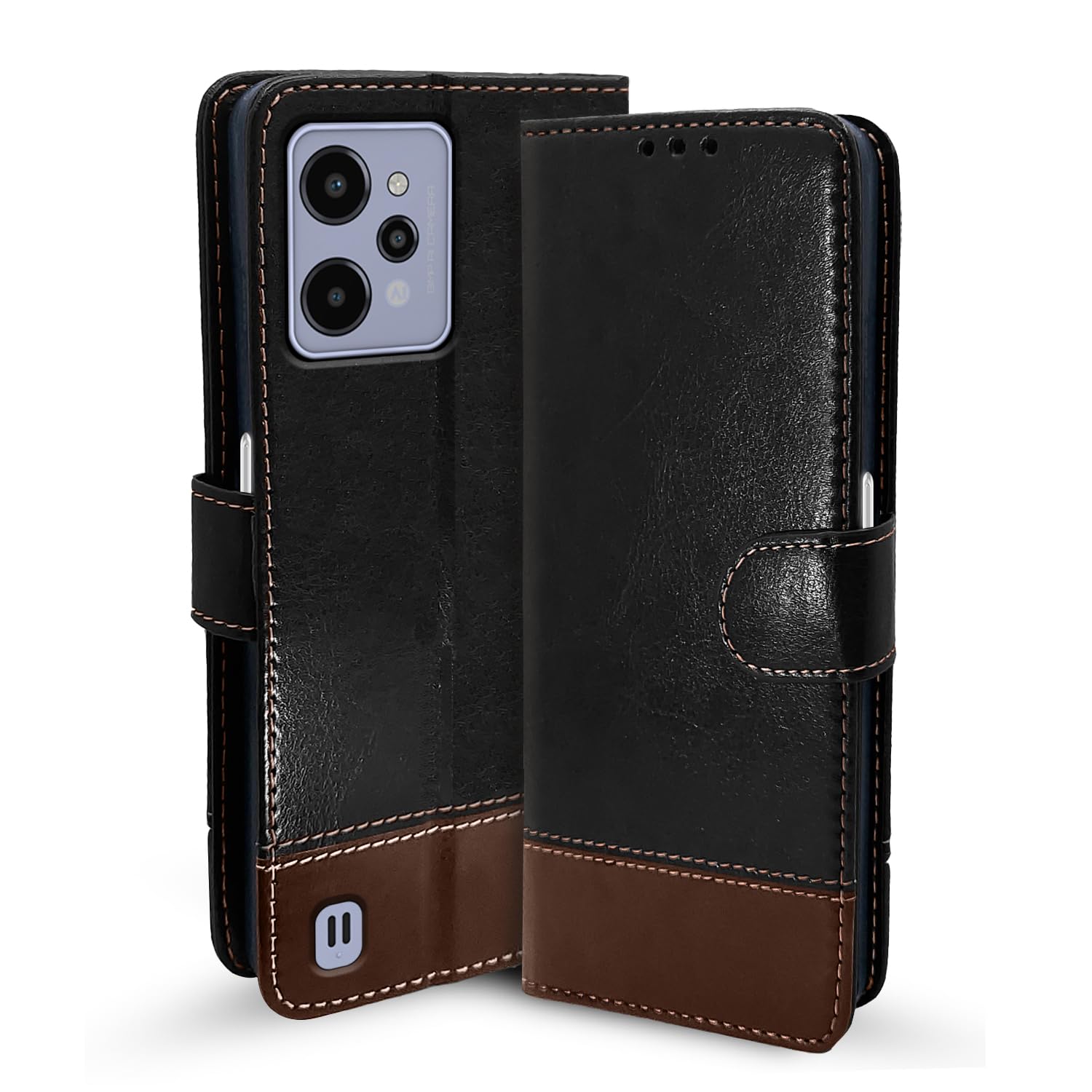 Black & brown mobile flip cover for Realme C31 – Pikkme