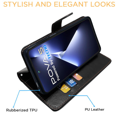Black & brown Magnetic mobile flip cover for Tecno Pova 5/Pova 5 Pro 5G – Pikkme – photo 5