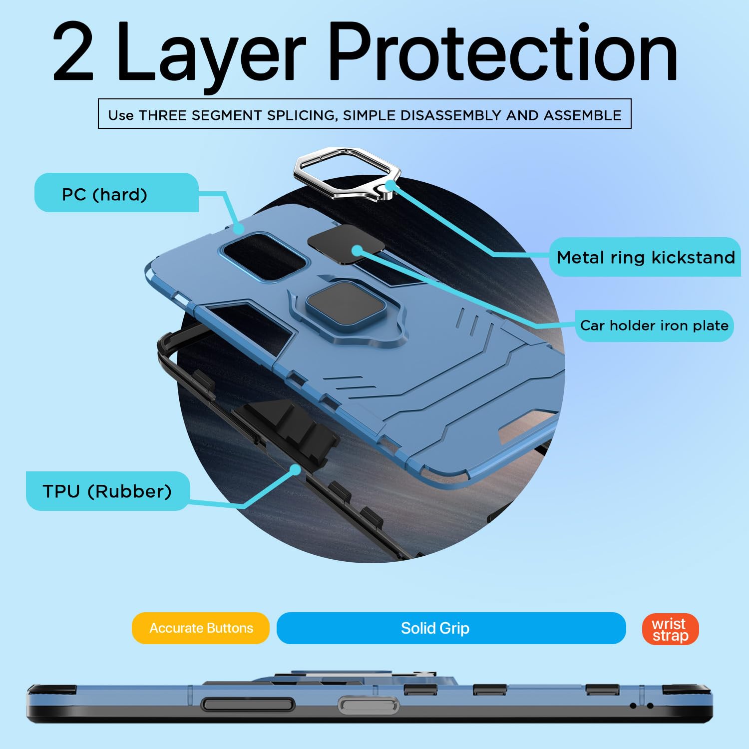 Pikkme Redmi Note 10 Lite/Redmi Note 9 Pro/Note 9 Pro Max D5 Tough Armor Back Cover | Blue