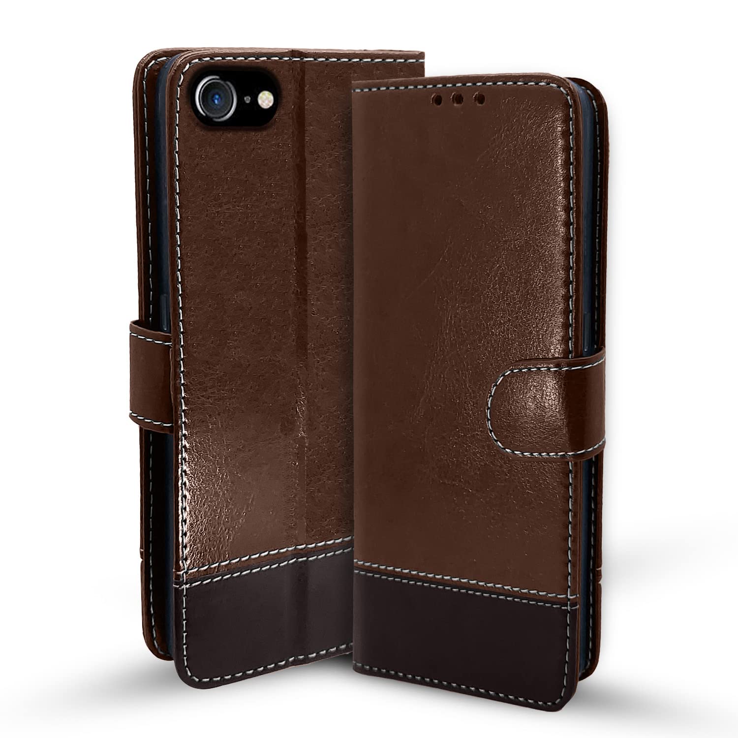 iPhone 7/8 wallet flip cover in brown & coffee by Pikkme