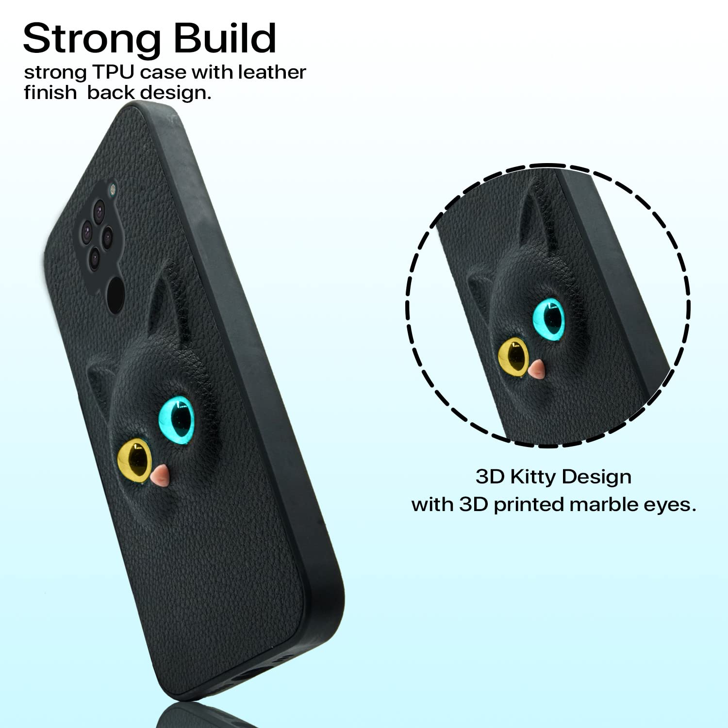 Pikkme black Cat mobile back cover for Redmi Note 9 – photo 2