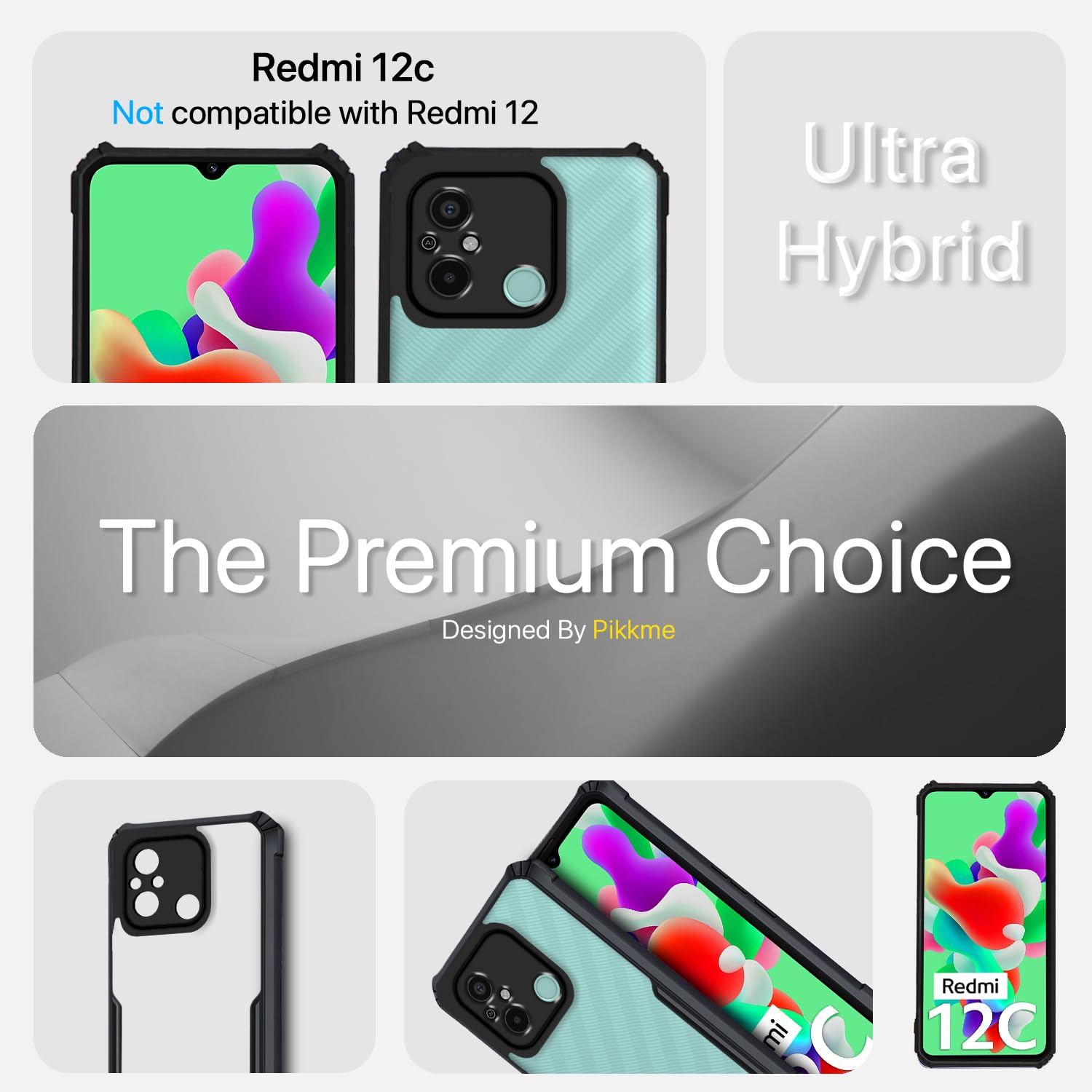 Redmi 12C/Poco C55 mobile cover in thermoplastic polyurethane, black by Pikkme – photo 2
