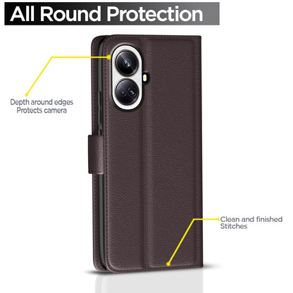 Realme 10 Pro Plus 5G Button mobile flip cover in coffee by Pikkme – photo 4