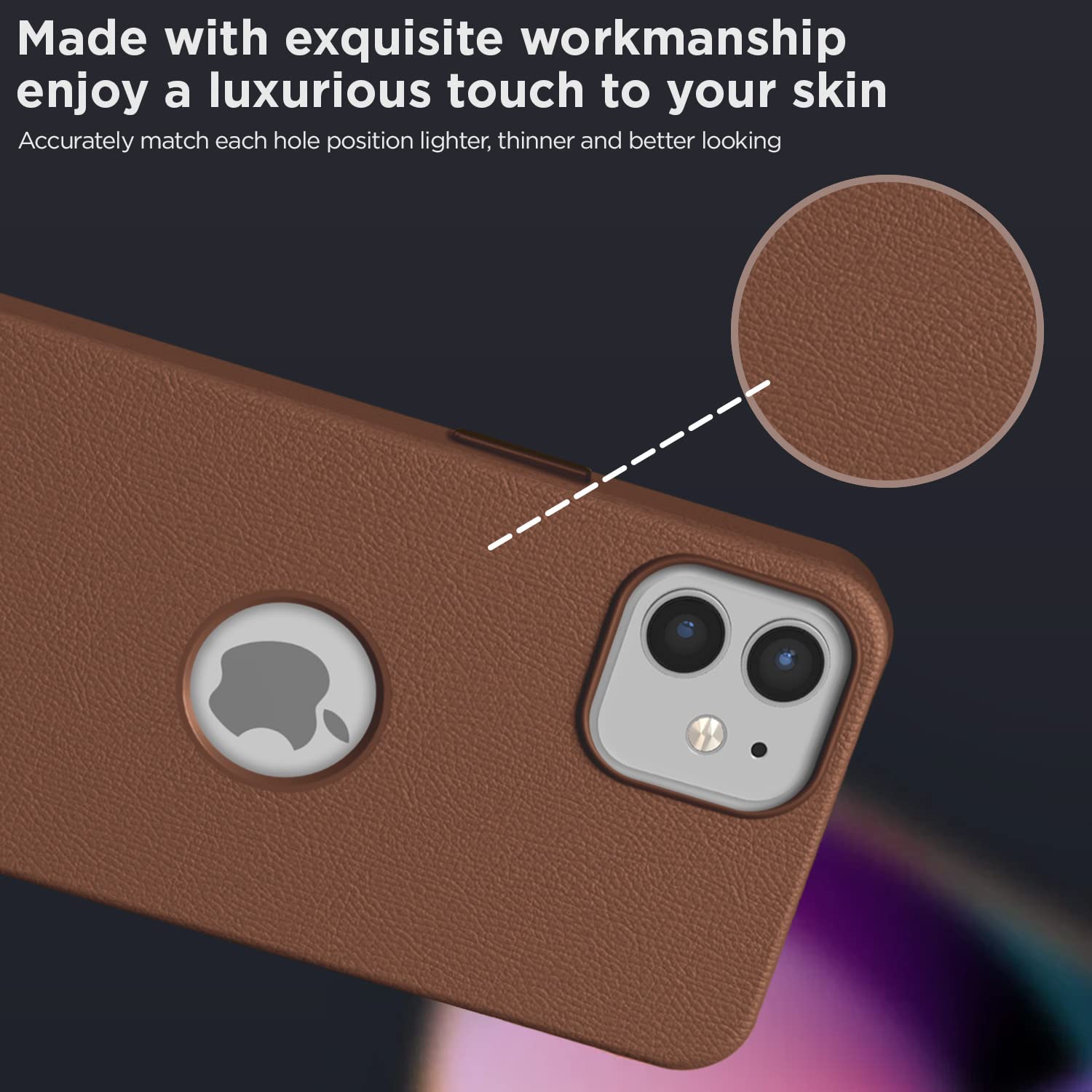 Pikkme iPhone 12/12 Pro Premium Ogleather Back Cover (Umber)