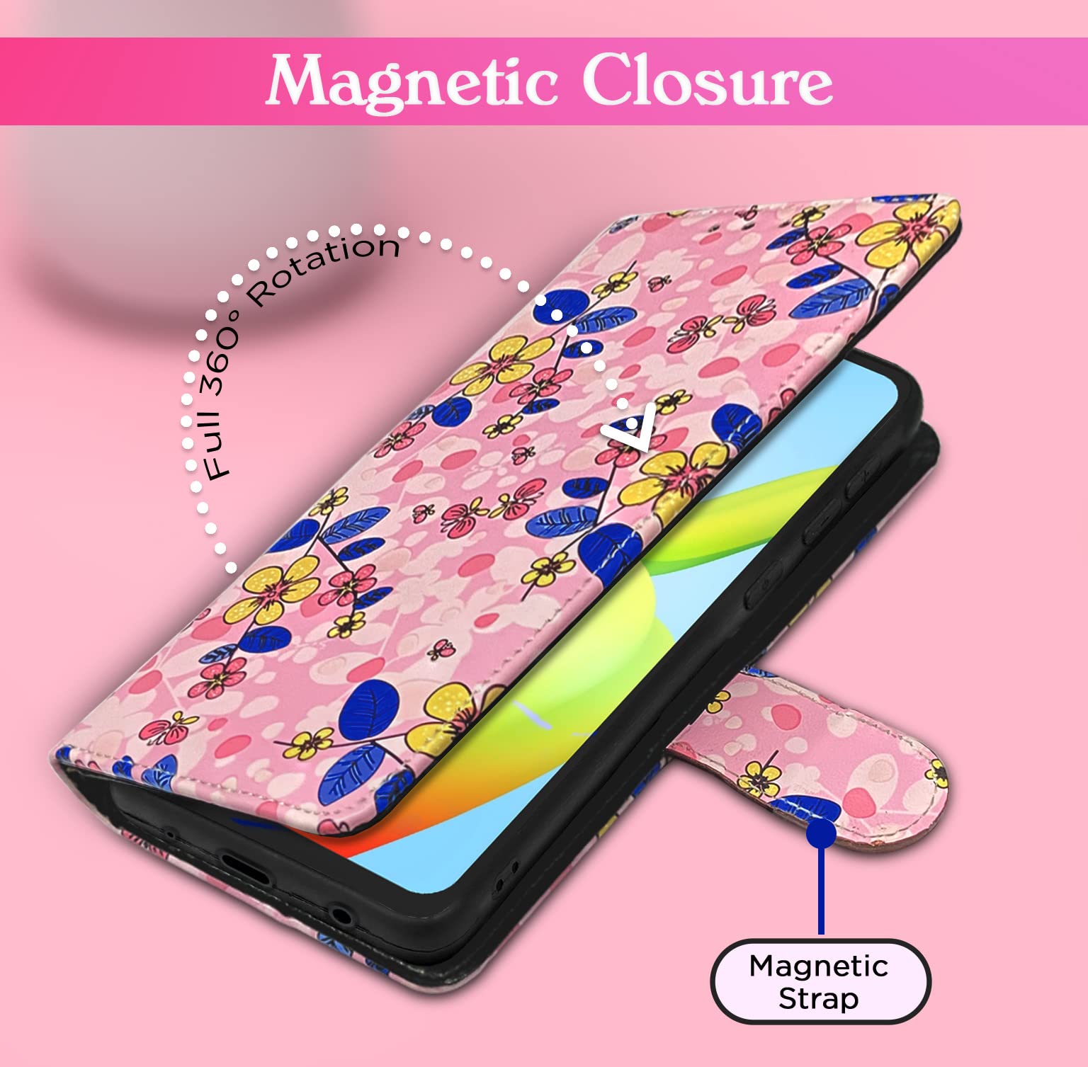 Pink flower flip cover for Redmi A1/A2 – Pikkme – photo 3