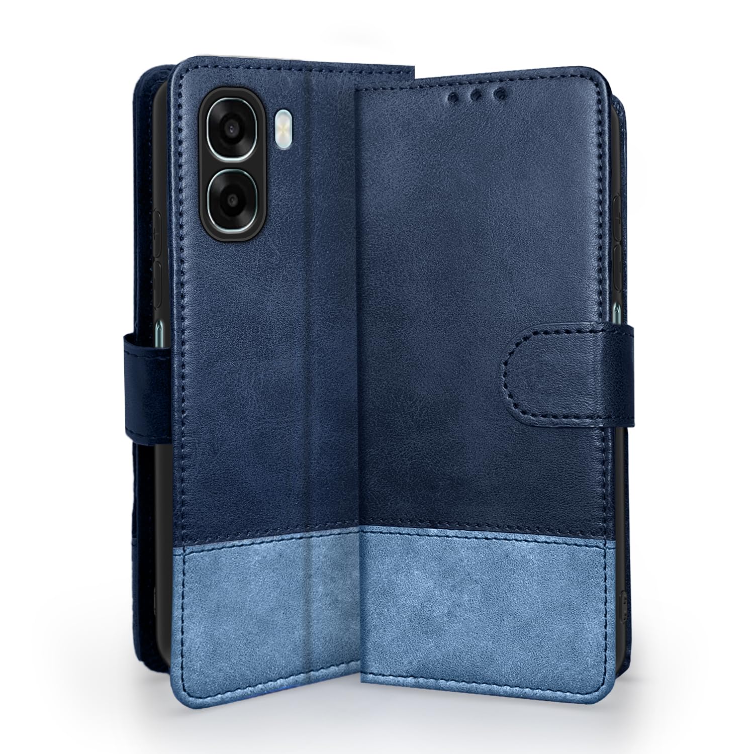 Navy & light blue Magnetic wallet flip cover for Oppo A6X 5G – Pikkme