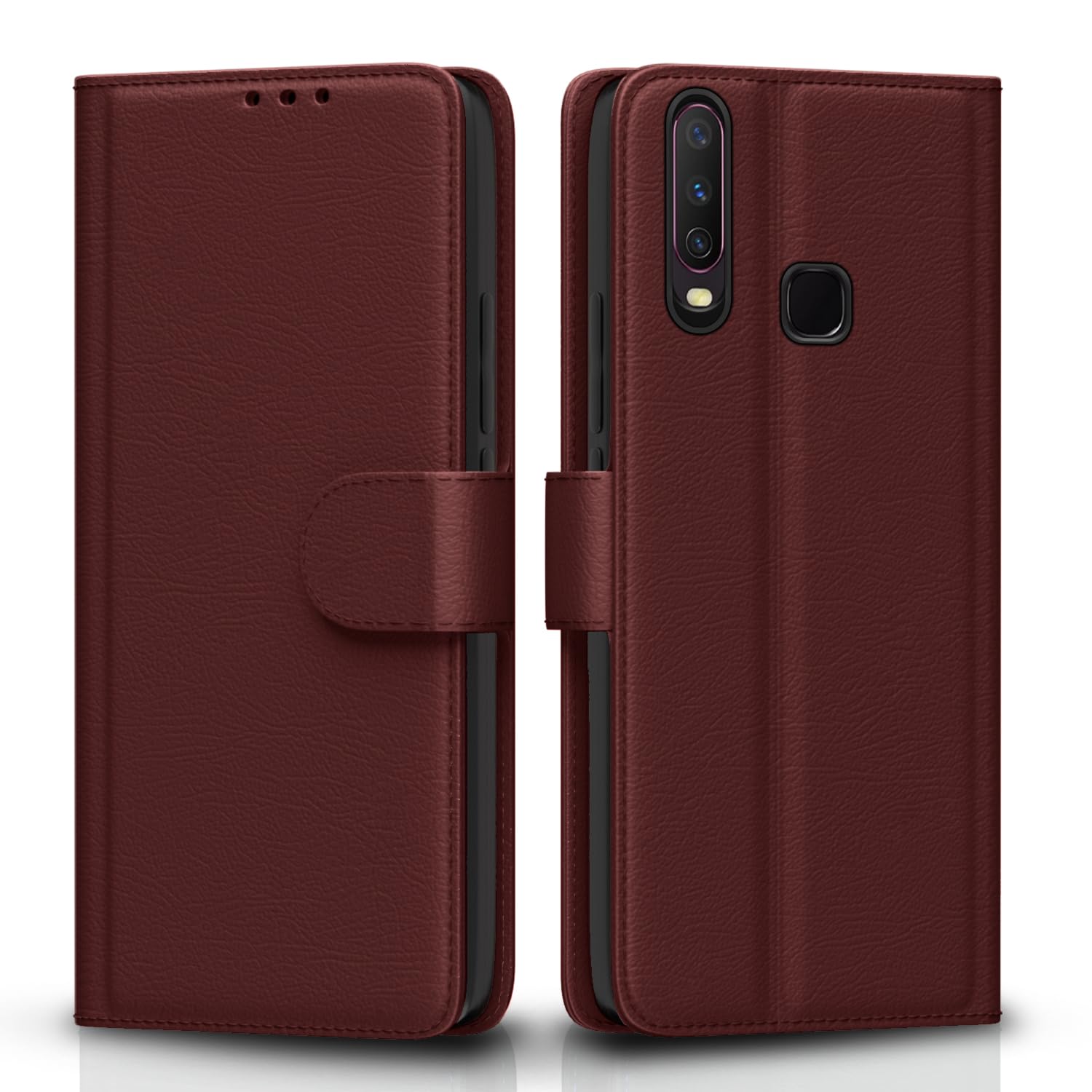 Brown Wallet wallet flip cover for Vivo Y12/Y15/Y17/U10 – Pikkme