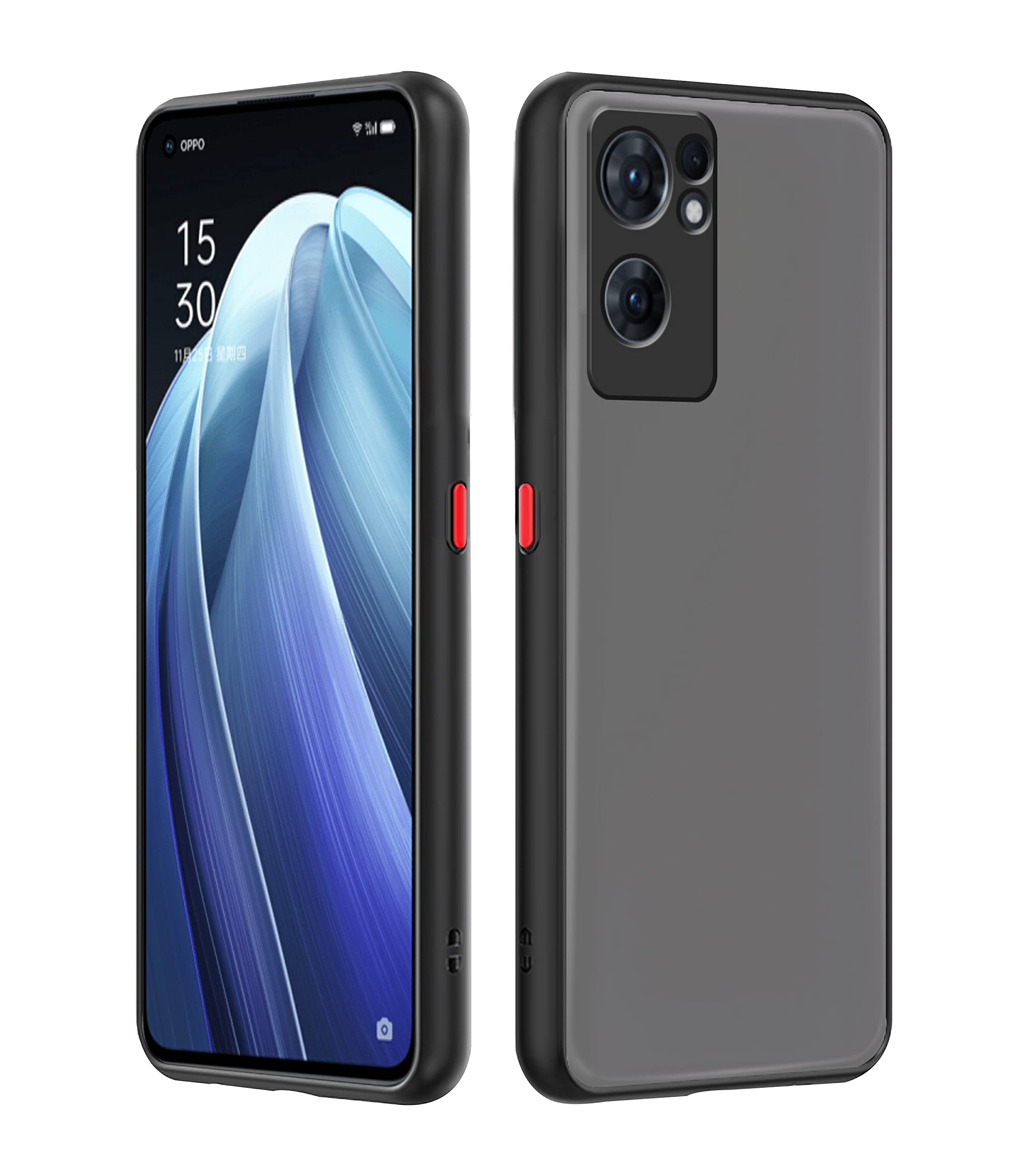 Oppo Reno 7 5G Hybrid mobile back cover in black by Pikkme