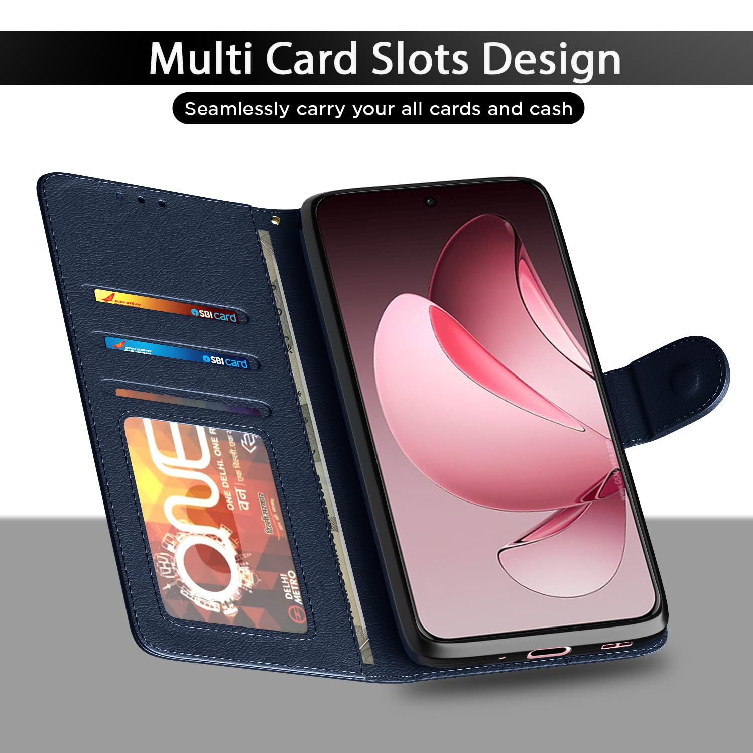 Pikkme Oppo Reno 13 Pro 5G Wallet blue flip cover – photo 5