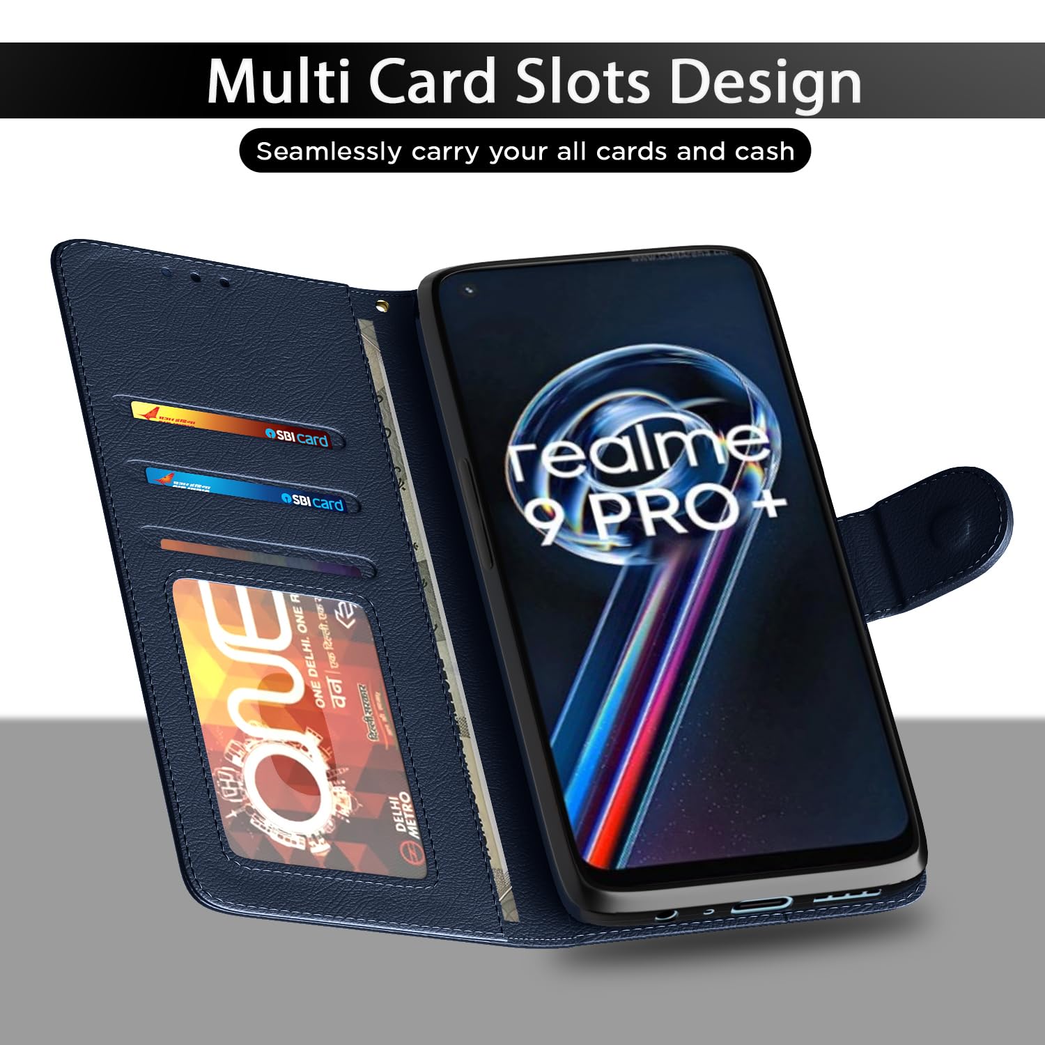 Pikkme Realme 9 Pro Plus 5G Wallet blue flip case – photo 5