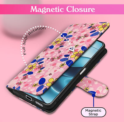 Redmi Note 14 5G Wallet mobile flip cover in pink flower by Pikkme – photo 6