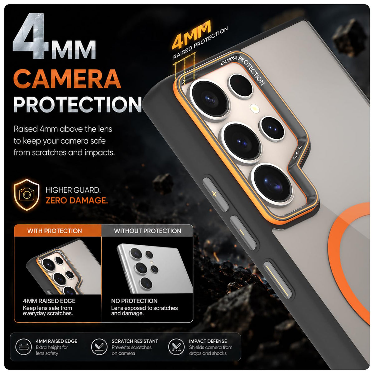 Pikkme black & orange mag-safe MagSafe mobile back cover for Samsung S24 Ultra 5G – photo 4