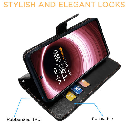 Black & brown Magnetic mobile flip cover for Vivo T3x/Y200i 5G – Pikkme – photo 5