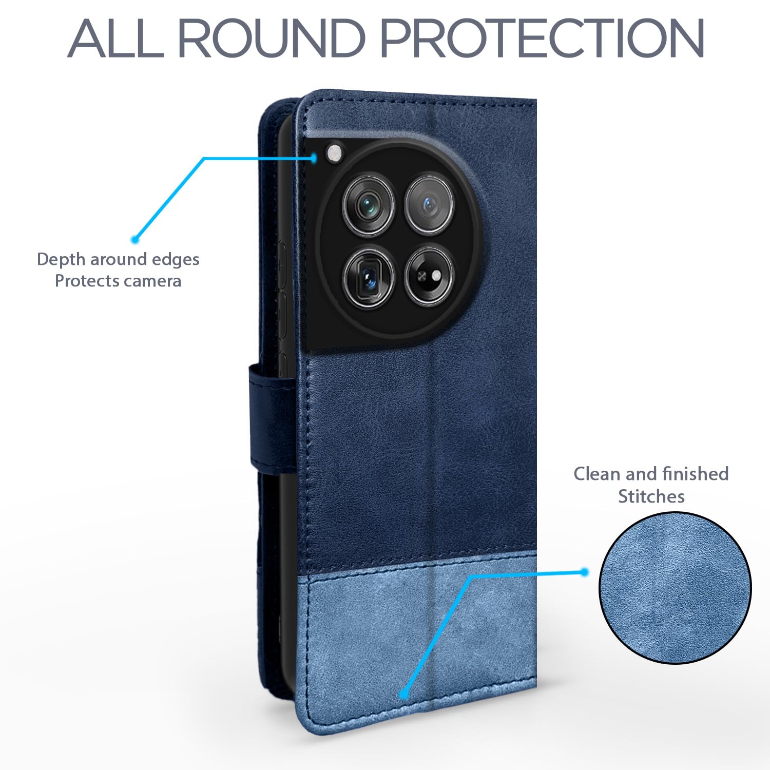 Pikkme OnePlus 12 5G Magnetic navy & light blue flip case – photo 3