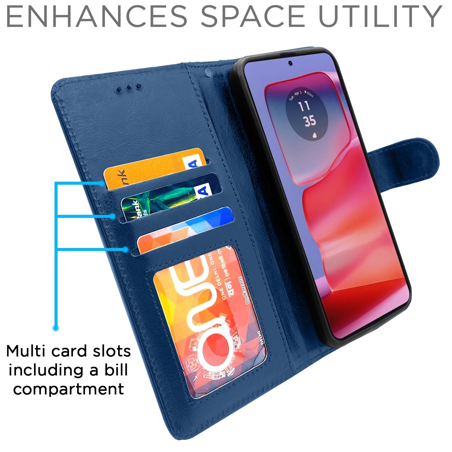 Pikkme blue mobile flip cover for Moto Edge 50 Pro 5G – photo 2