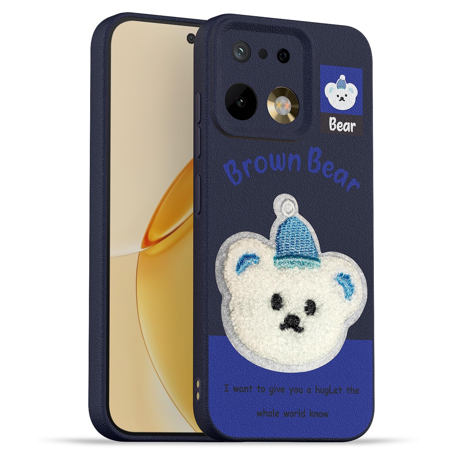Realme 16 Pro 5G Plush Patch mobile cover in blue by Pikkme