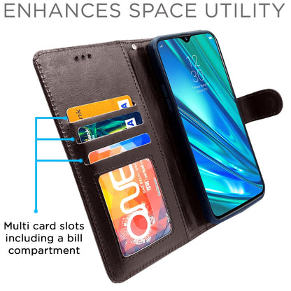 Pikkme RealMe 5 / 5s / 5i  Vintage Flip Cover (Coffee)