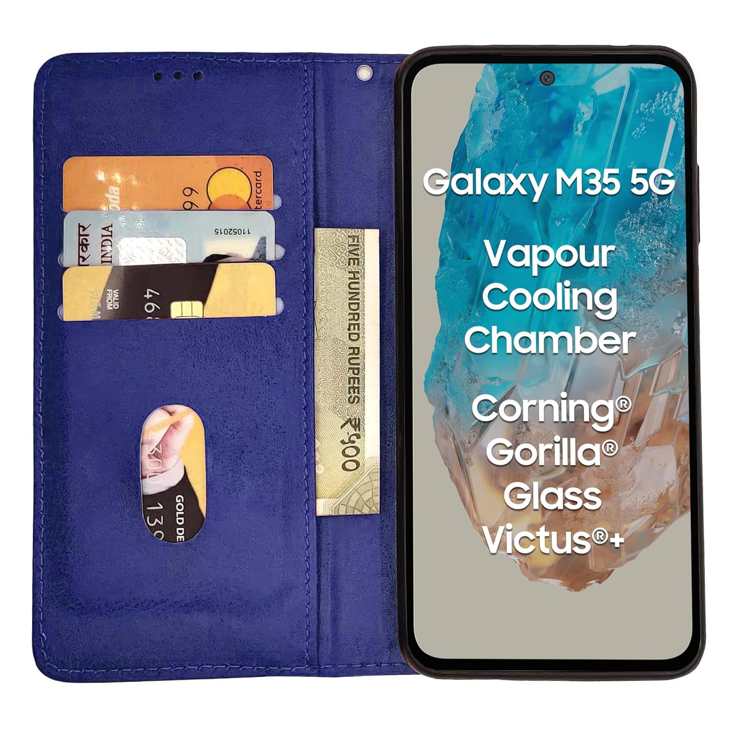 Samsung M35 5G Magnetic mobile flip cover in blue by Pikkme – photo 2