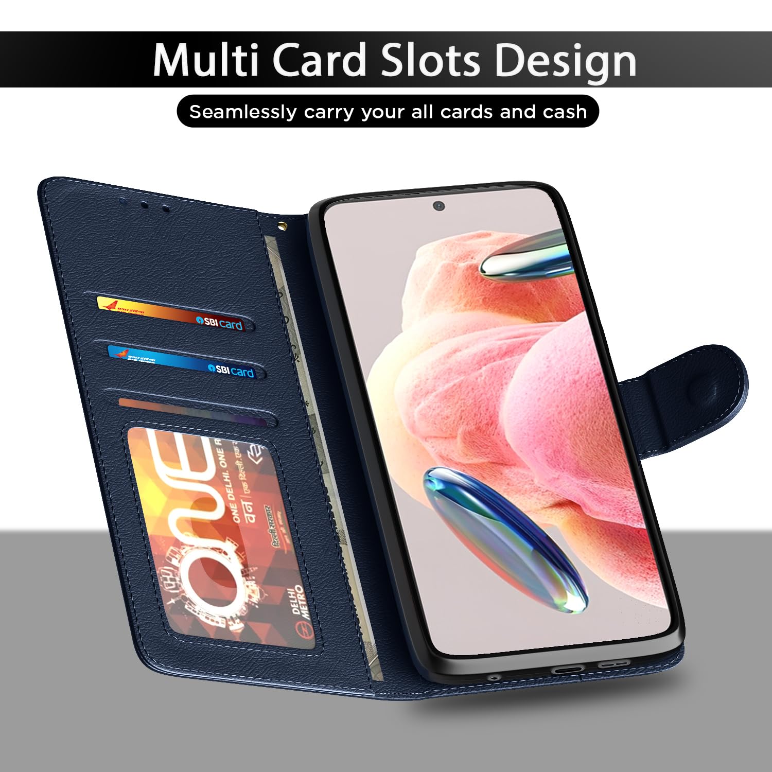 Pikkme Redmi Note 12 4G Wallet blue wallet flip cover – photo 5