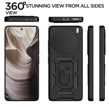 Pikkme Vivo X200 Pro 5G Sliding Camera Shield & Stand D10 Tough Armor Back Cover (Black)