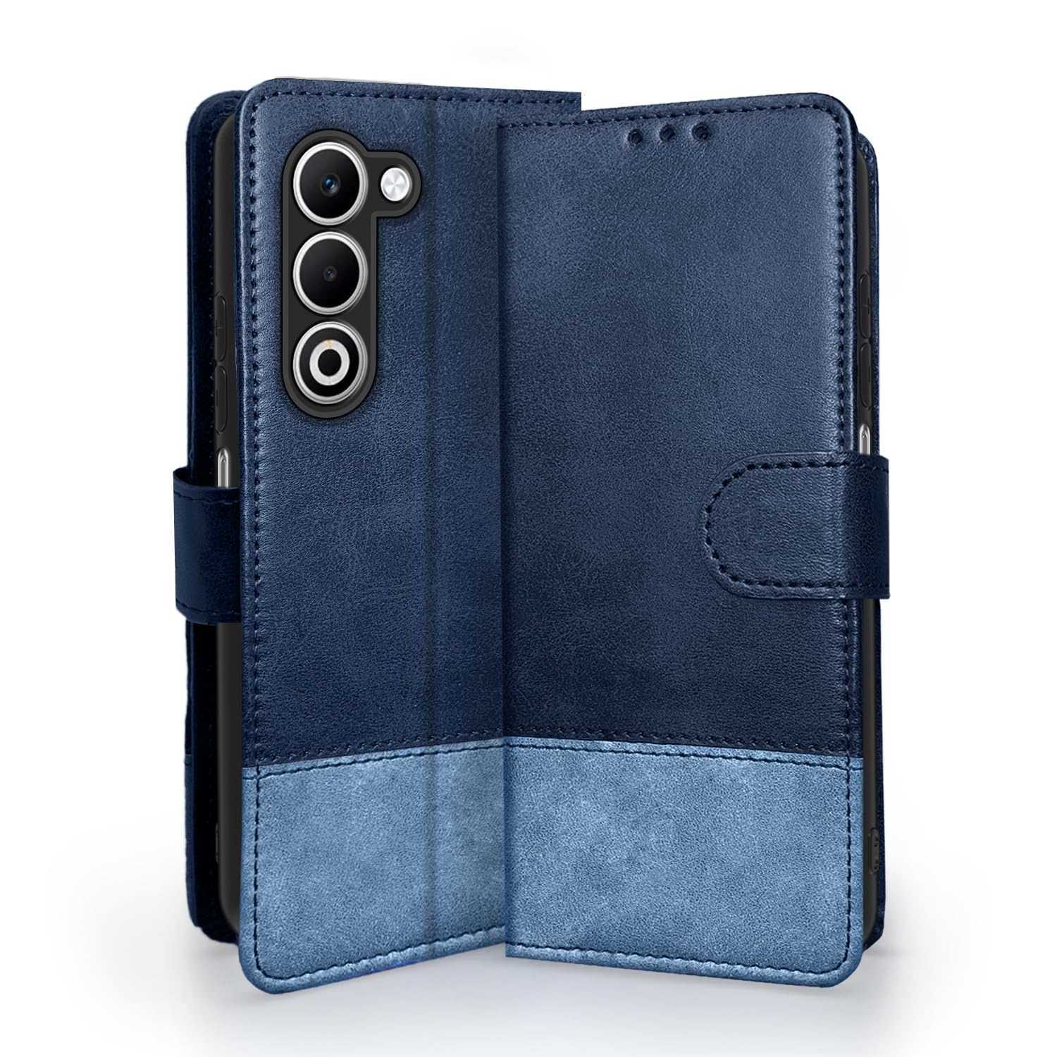 Oppo A5 5G Magnetic flip cover in navy & light blue by Pikkme