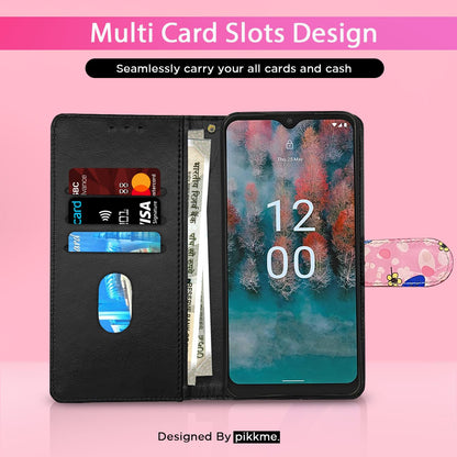 Pikkme pink flower wallet flip cover for Nokia C12/C12 Pro – photo 3